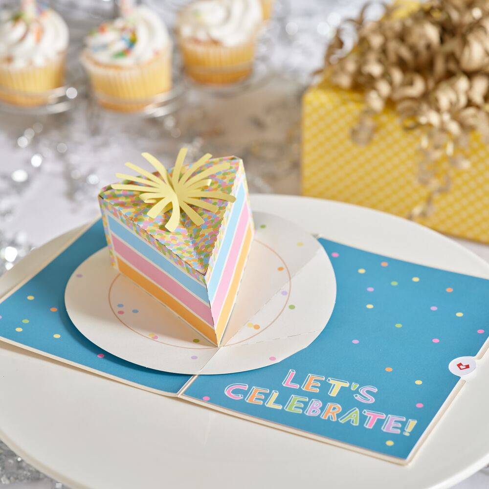 Confetti Birthday Cake Slice Pop-Up Card