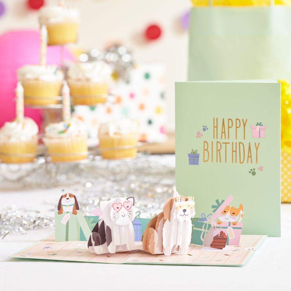 Birthday Cats and Dogs Pop-Up Card