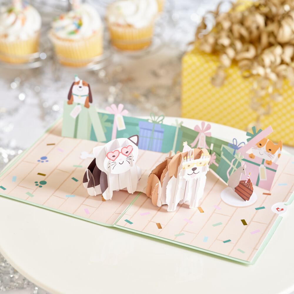 Birthday Cats and Dogs Pop-Up Card