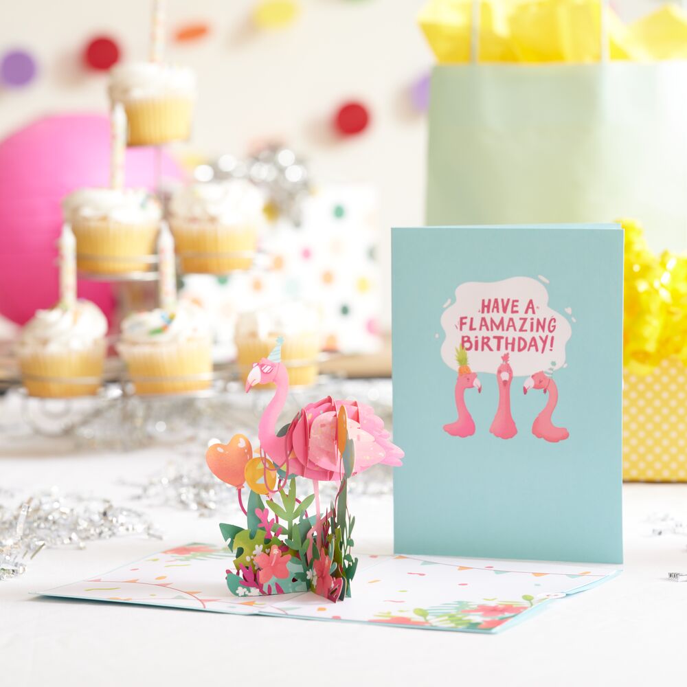 Flamazing Birthday Flamingo Pop-Up Card