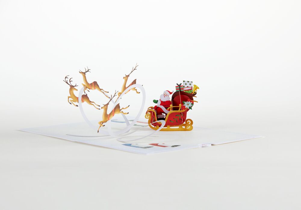 Santa Sleigh and Reindeer Pop-Up Card