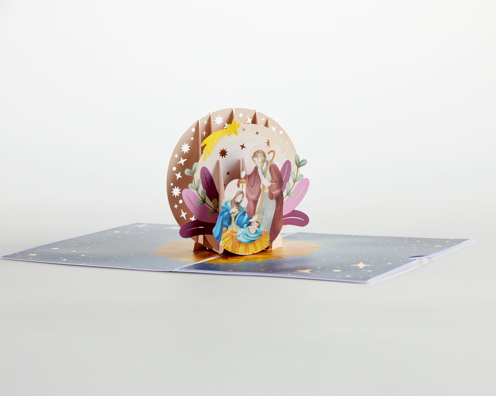 Painted Celestial Nativity Pop-Up Card