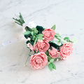 Handcrafted Paper Flowers: Pink Roses (6 Stems) with Monarch Butterfly Pop-Up Card