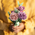 Handcrafted Paper Flowers: Pink & Purple Roses (6 Stems)