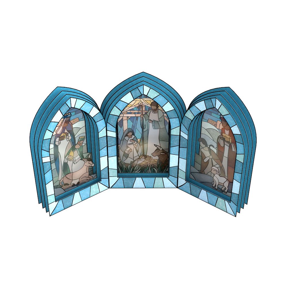 Stained Glass Nativity Windows Giant Pop-Up Gift