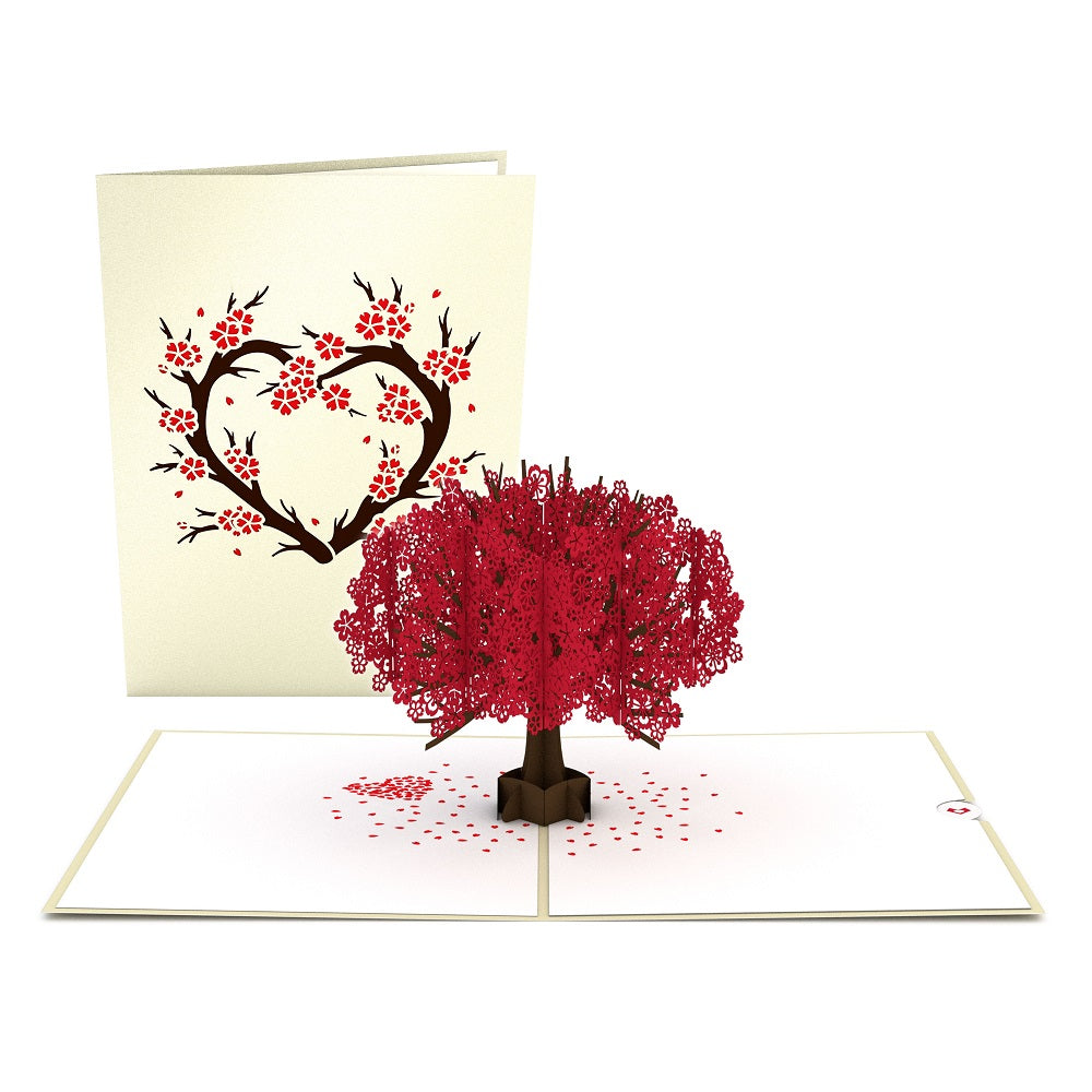 Red Sakura Tree Pop-Up Card