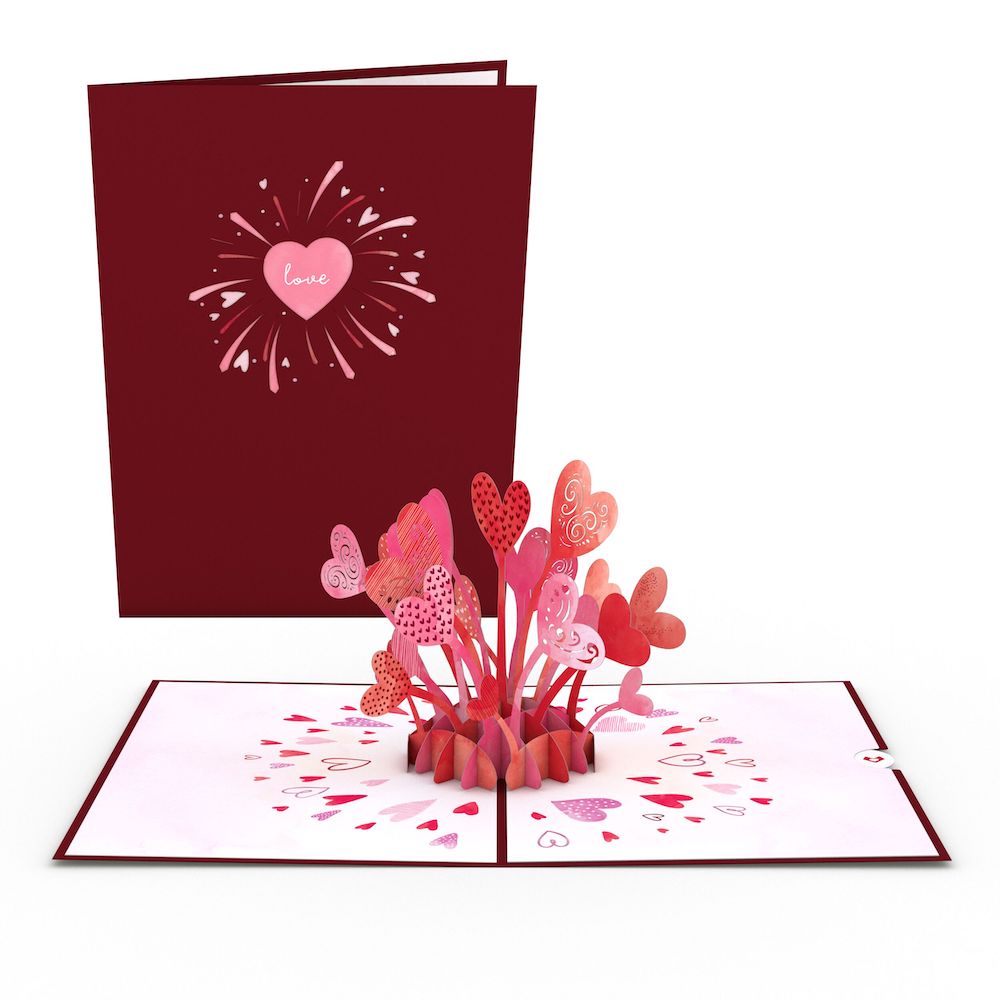 Handcrafted Paper Flowers: Roses (6 Stems) with Love Explosion Pop-Up Card