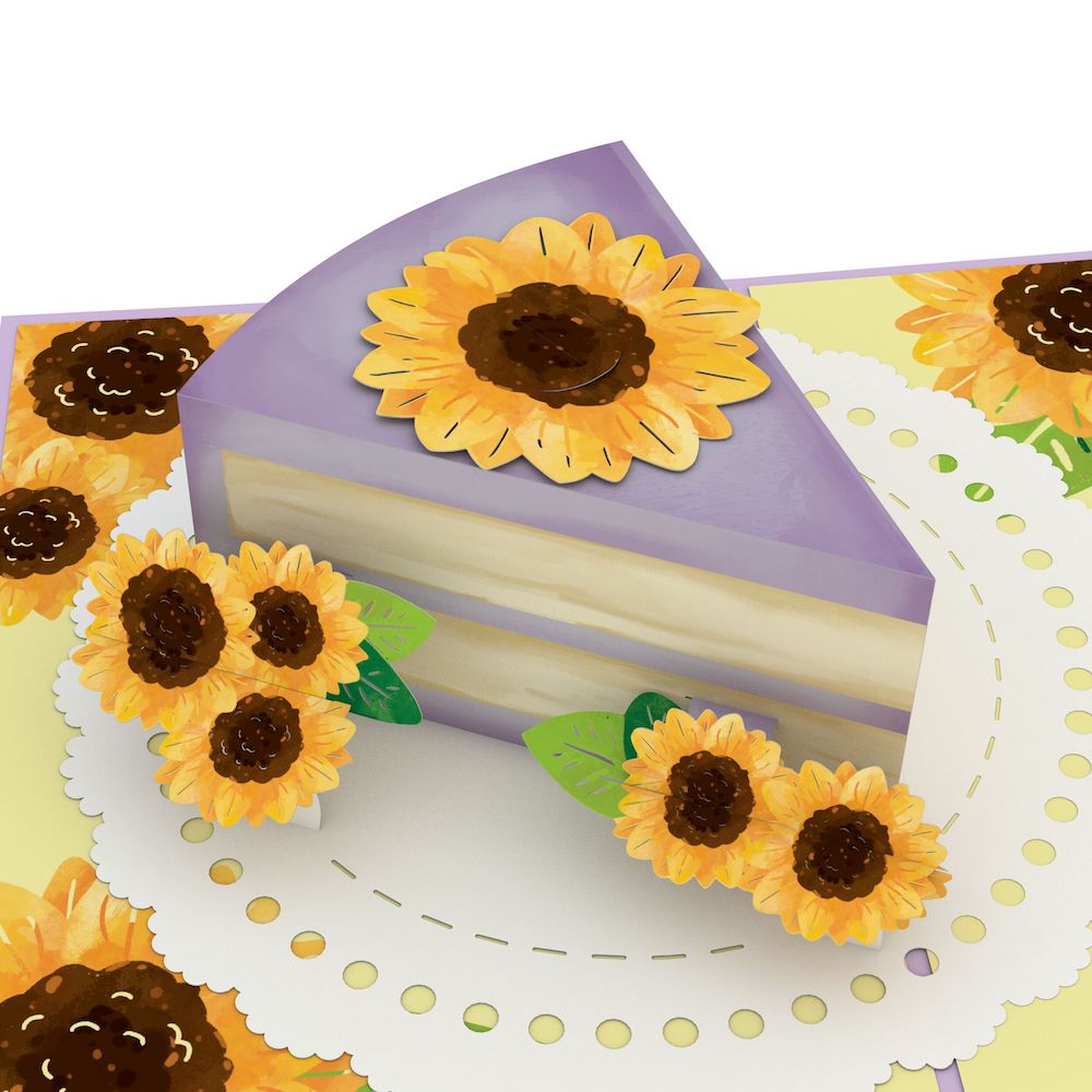 Sunflower Birthday Cake Slice Pop-Up Card