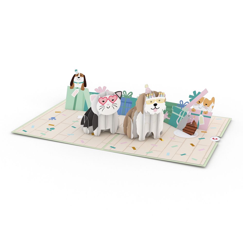 Birthday Cats and Dogs Pop-Up Card