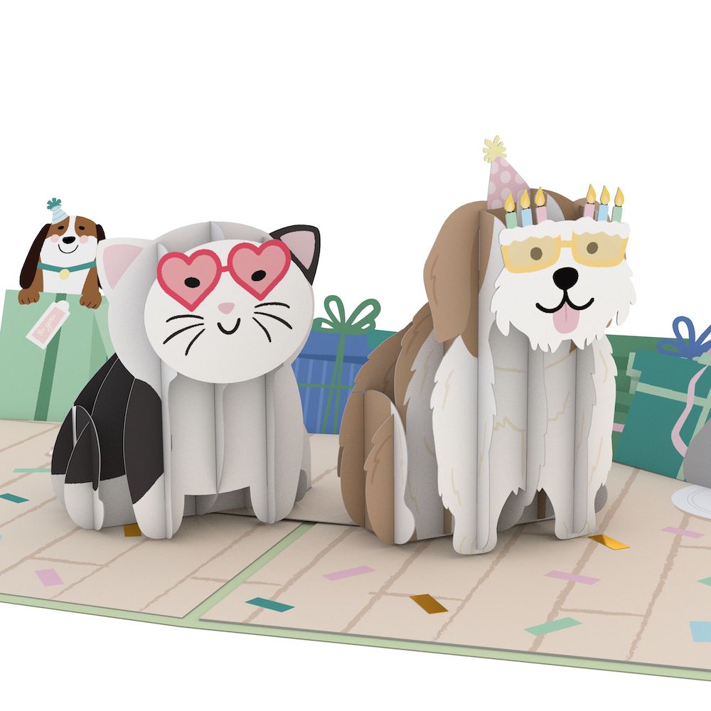 Birthday Cats and Dogs Pop-Up Card