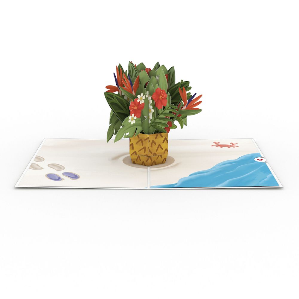 Tropical Flower Basket Pop-Up Card