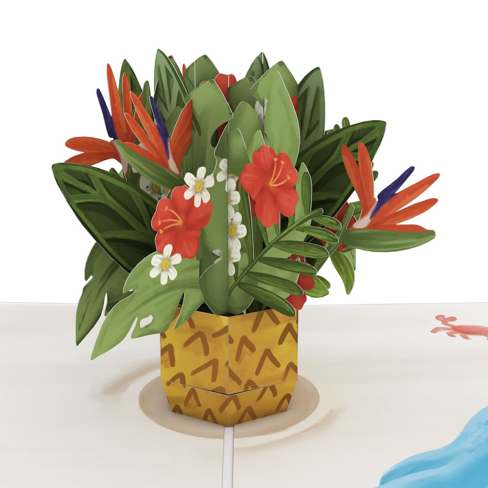 Tropical Flower Basket Pop-Up Card