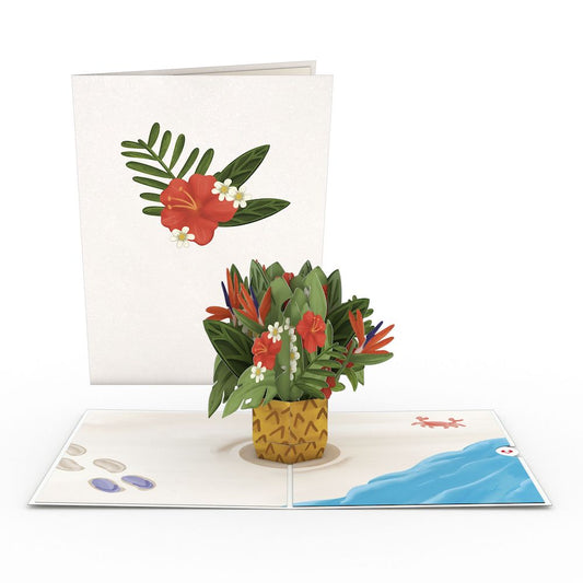 Tropical Flower Basket Pop-Up Card