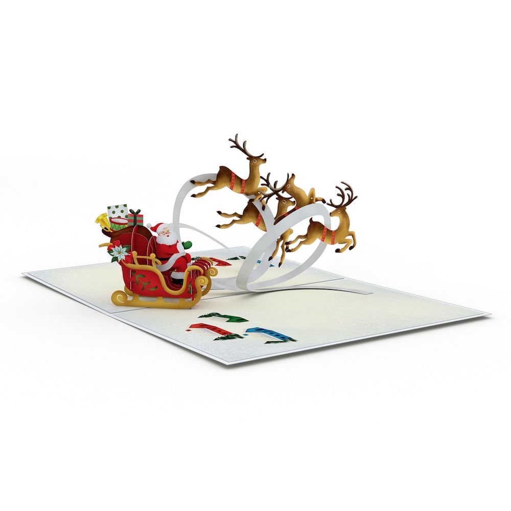 Santa Sleigh and Reindeer Pop-Up Card