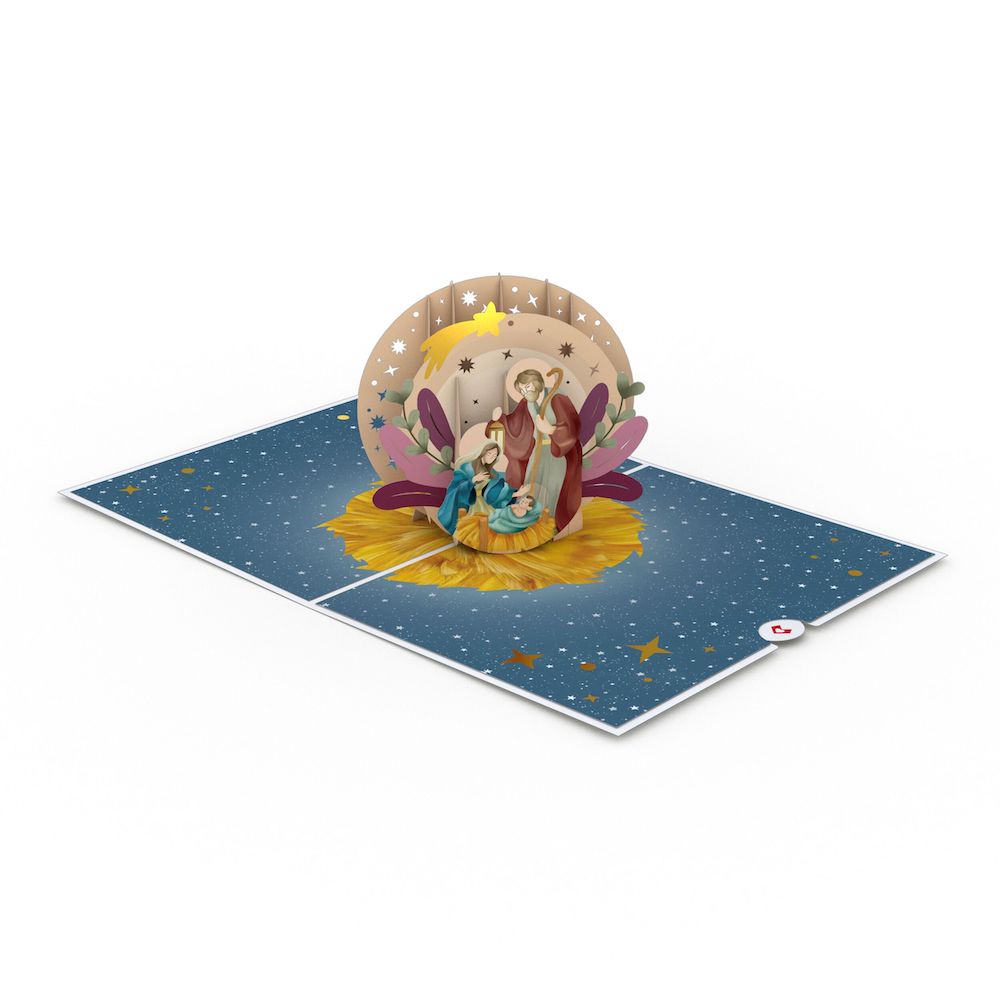 Painted Celestial Nativity Pop-Up Card