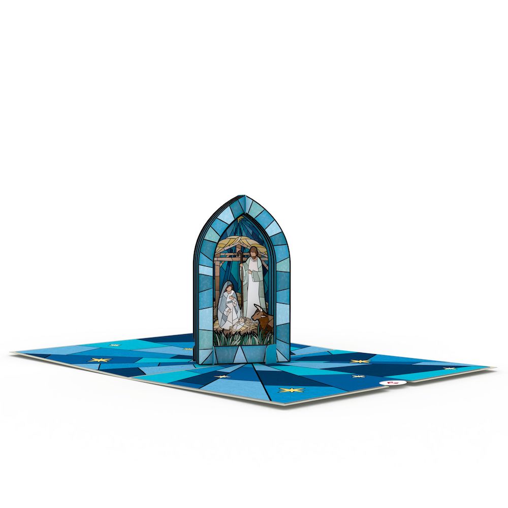Stained Glass Nativity Window Pop-Up Card