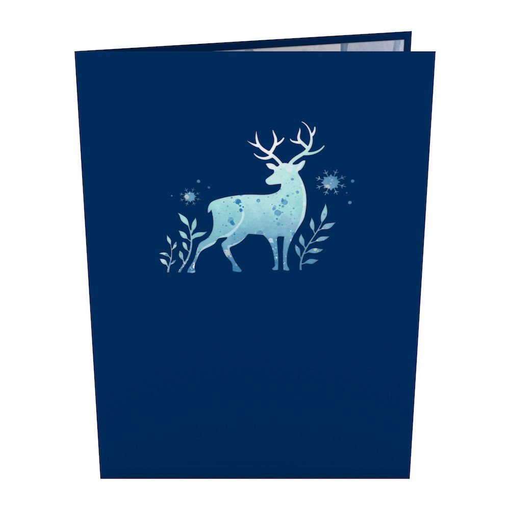 Winter Surreal Deer Pop-Up Card