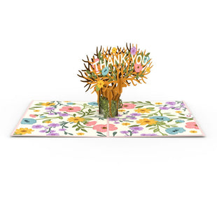 Floral Deer Thank You Pop-Up Card