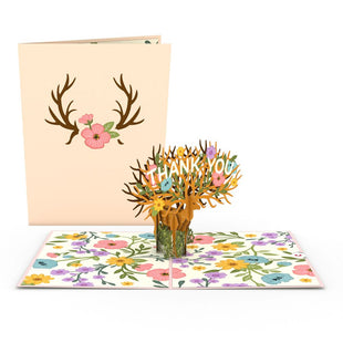 Floral Deer Thank You Pop-Up Card greeting card -  Lovepop
