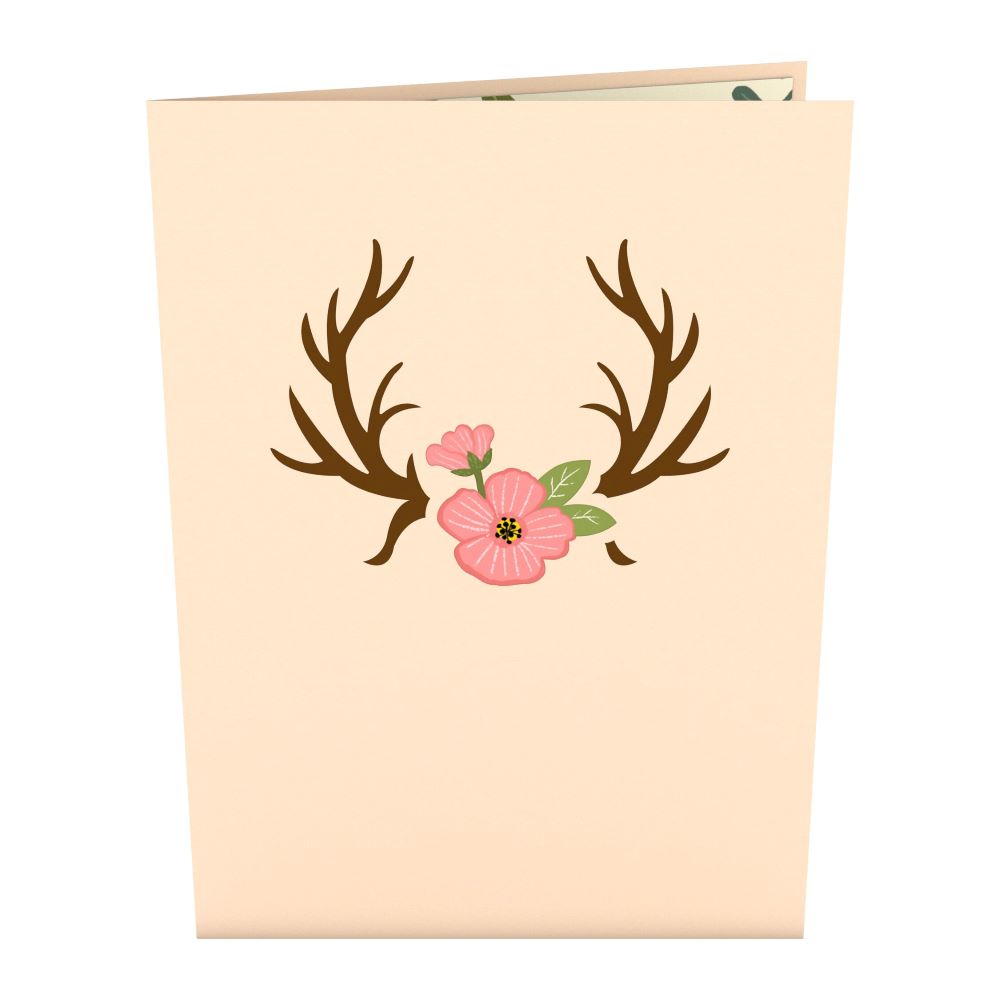 Floral Deer Thank You Pop-Up Card