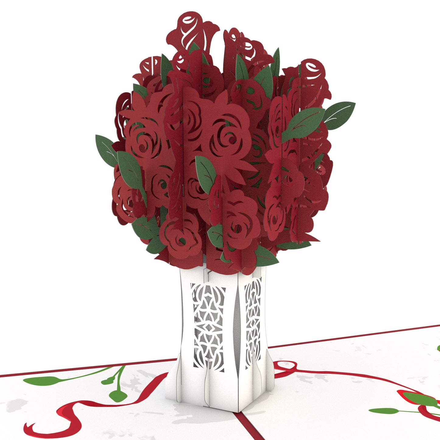 Red Rose Arrangement Pop-Up Card