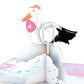 Stork Baby Pink Pop-Up Card
