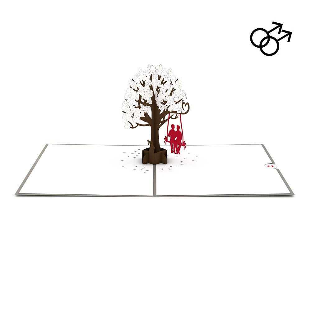 Two Guys on a Swing Pop Up LGBT Anniversary Card