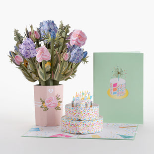 Hydrangea & Cake Sprinkles Birthday Bundle greeting card -  Lovepop