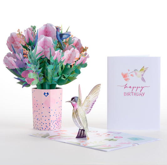 Watercolor Rose & Hummingbird Birthday Bundle