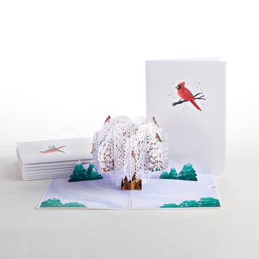 Winter Willow Tree Birds 12-Pack