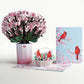 Cherry Blossom with Cardinals Pop-Up Card & Bouquet Bundle