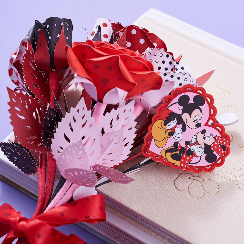 Handcrafted Paper Flowers: Disney’s Mickey & Minnie Lovestruck Roses (6-Stem)